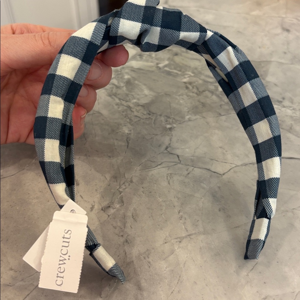 Crewcuts navy gingham mini knit headband